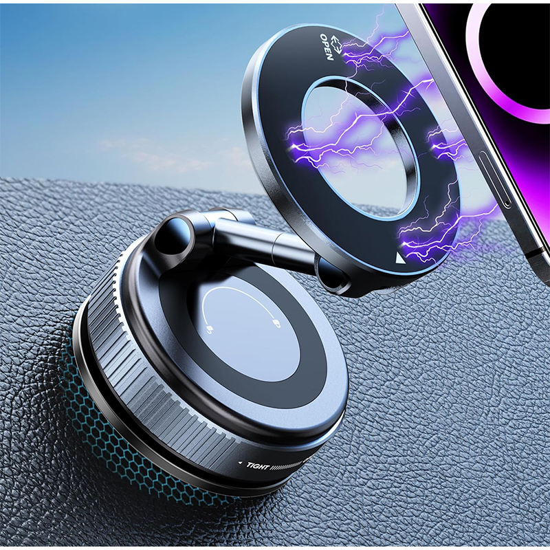 Vacuum Suction Cup Lifter - Foldable Magnetic Phone Holder for Car