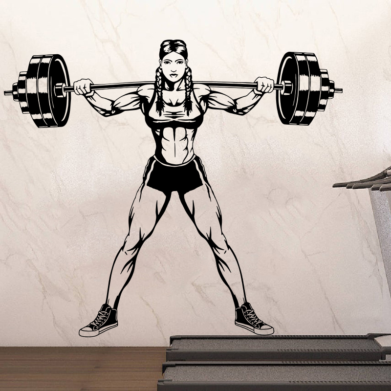 Large Gym Woman Dumbbells Wall - Heavy Equipment Stickers ulasan dan harga