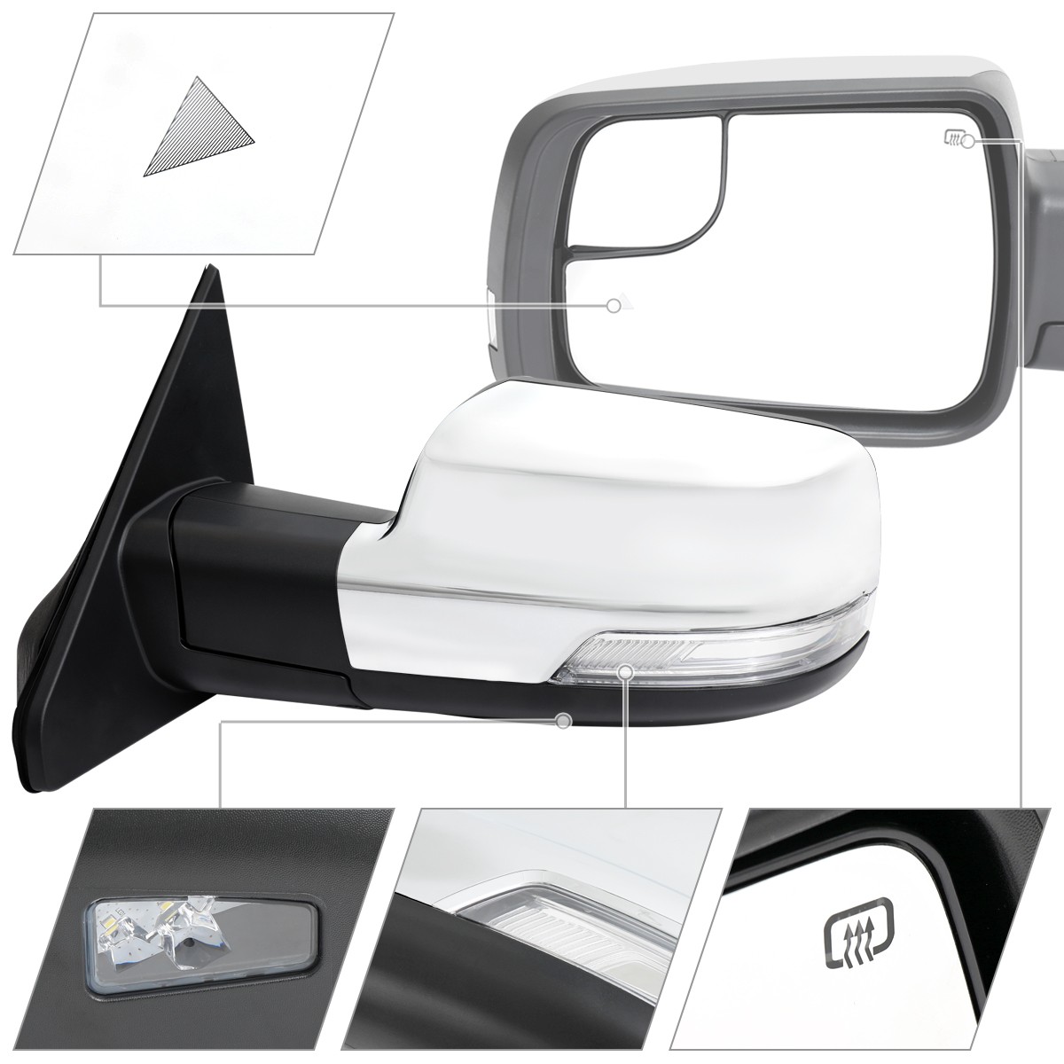 Left/Driver Side Chrome Mirror - Heavy Equipment Driver ulasan dan harga