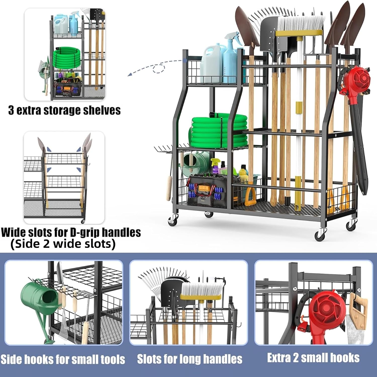 Garden Tool Organizer Rack Wit - Heavy Equipment Yard ulasan dan harga