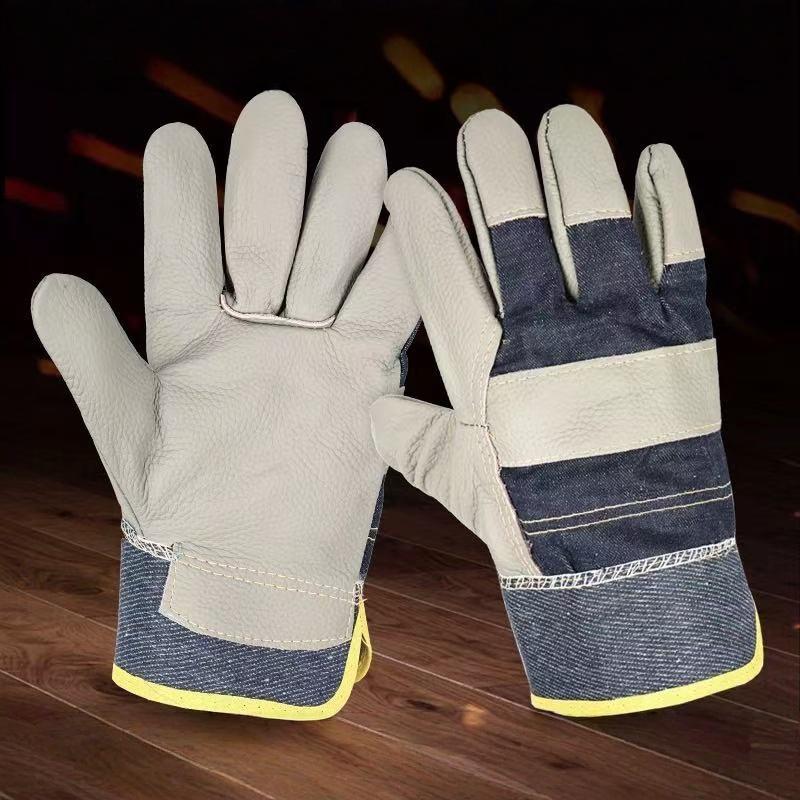 1 Pair Cowhide Denim Gloves Th - Heavy Equipment Yard ulasan dan harga