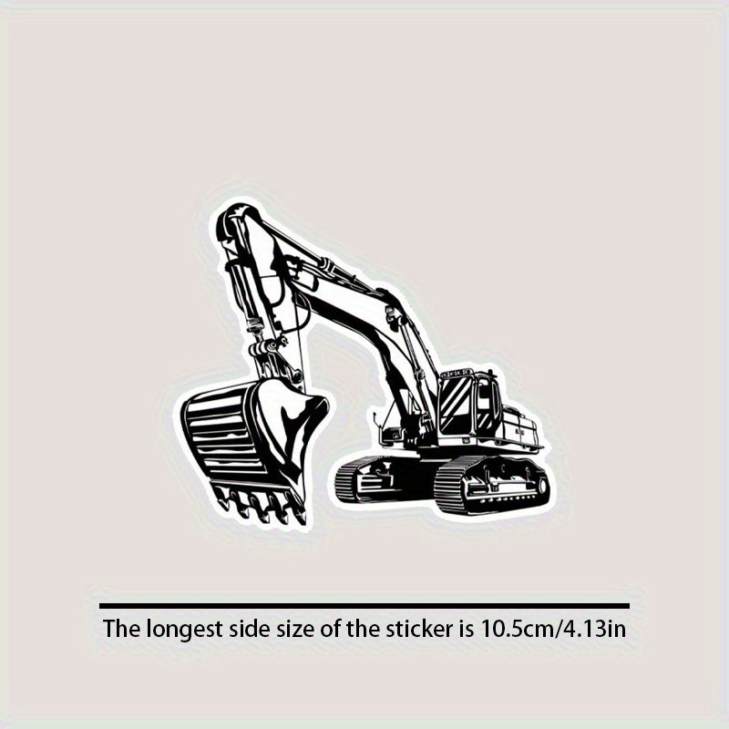 Black White Cartoon Excavator  - Heavy Equipment Stickers ulasan dan harga